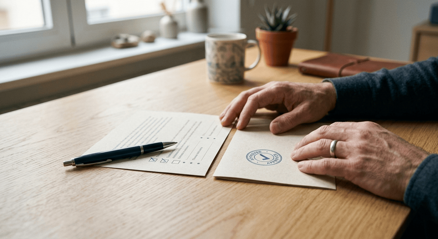 Two insurance application documents being compared on a desk, representing simplified issue and guaranteed issue underwriting